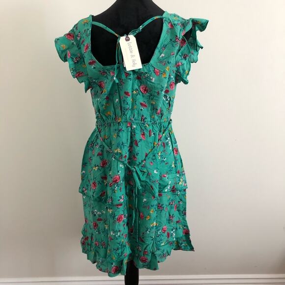 Lottie & Holly B.O.G Collective Green Floral Ruffle Dress Women's Size Large NWT - Picture 5 of 9